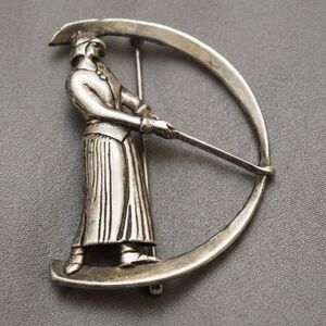 Vintage MFA Sterling Silver Grim Reaper Brooch 925